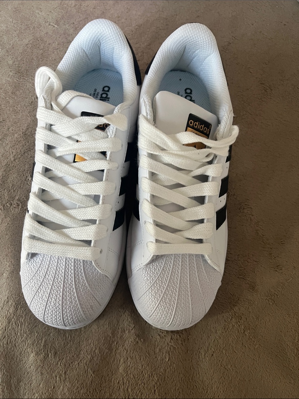 adidas White & Black Low-Top Shell Toe Sneakers